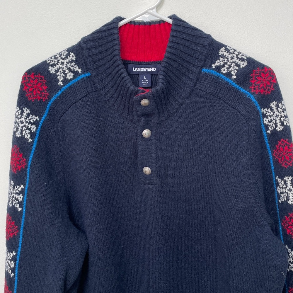 Land's End Mens large sweater Fair Nordic Isle Ski Sweater Vintage Holidays